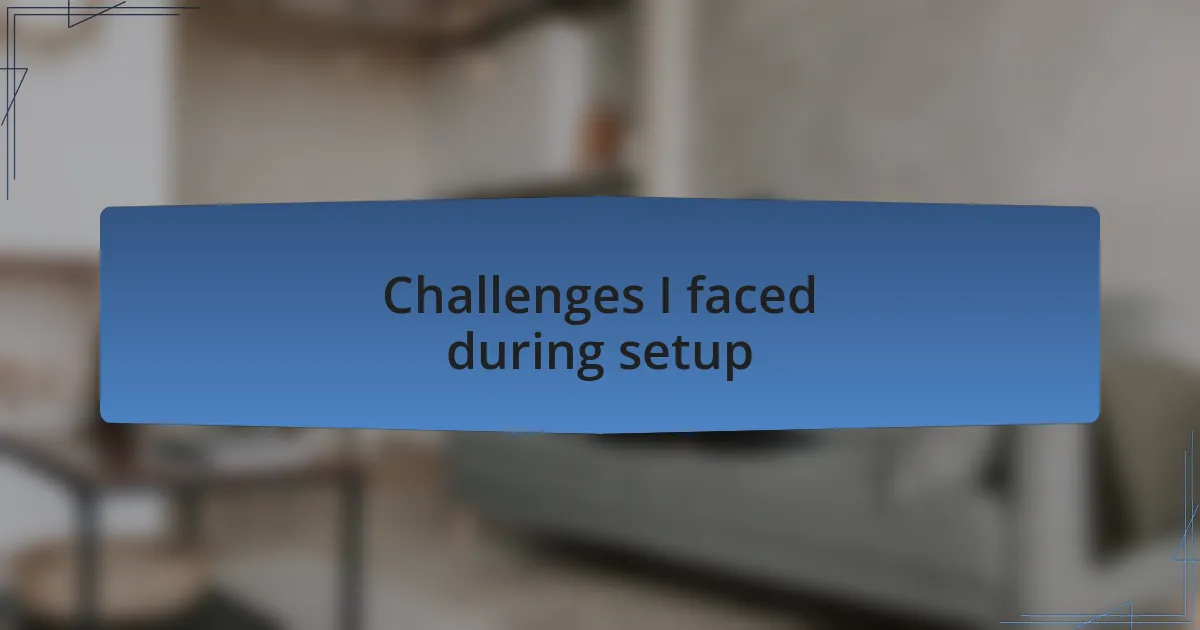 Challenges I faced during setup