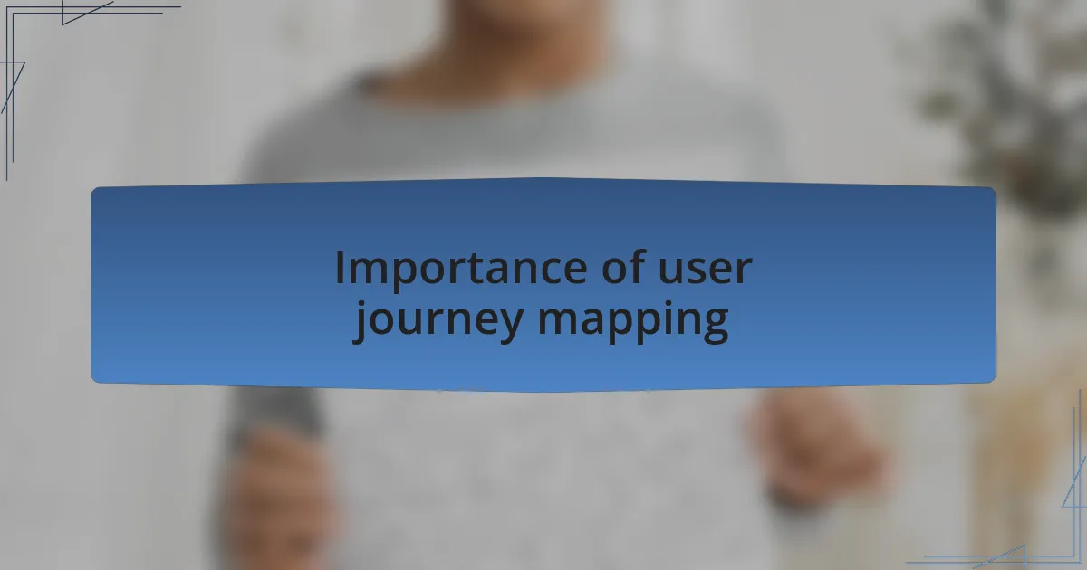 Importance of user journey mapping